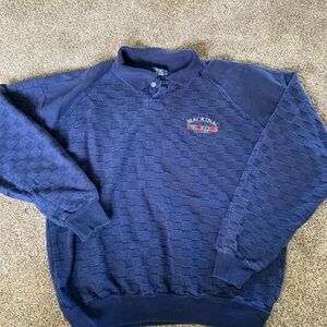 VTG  Wek the World Men's Collared Sweatshirt Fits XL-2XL BLUE  Mackinac Island